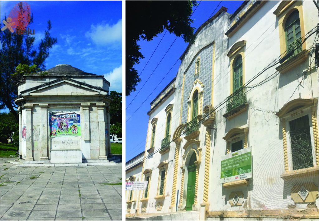 Foto em destaque da antiga Faculdade de Medicina da UFAL e praça Afrânio Jorge