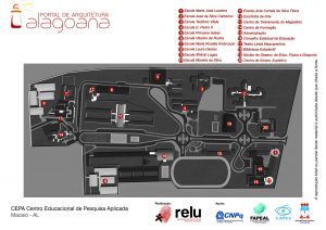 Mapa do CEPA apontando seus principais prédios
