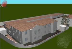 Desenho em 3D da residência vista de cima