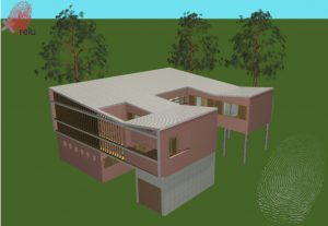 Desenho em 3D da residência José Lyra vista de cima