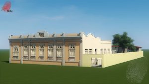 Desenho em 3D feito pelo computador visto pelo ângulo direito