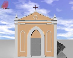 Desenho em 3D da igreja vista de frente