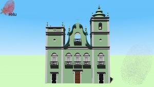 Desenho em 3D da Igreja Rosário dos Pretos vista de frente