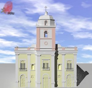 Desenho em 3D da igreja vista de frente
