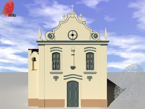 Desenho em 3D da igreja vista de frente