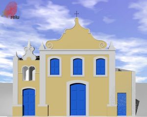 Desenho em 3D da igreja vista de frente