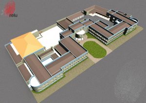 Desenho em 3D feito por computador da Secretaria de Educação de Alagoas de cima