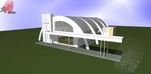 Desenho em 3D da capela vista de cima