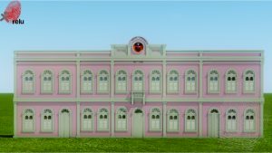 Desenho em 3D feito pelo computador da escola vista de frente