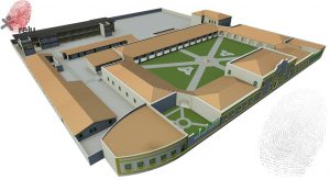 Desenho em 3D do Quartel completo visto de cima