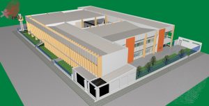 Desenho em 3D feito no computador da Residência Universitária de Alagoas vista de cima