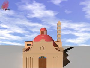Desenho em 3D da igreja vista de frente