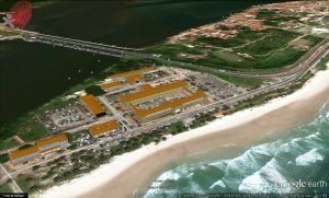 Desenho em 3D da Escola de Aprendizes Marinheiros feita no Google Earth visto de longe